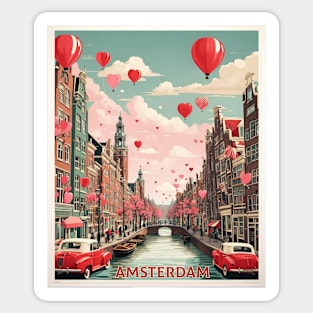 Amsterdam Valentine's Day Vintage Poster Tourism Sticker